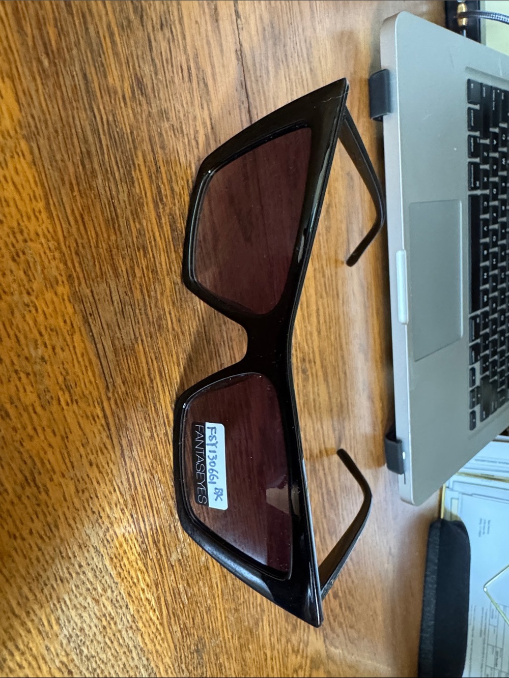 Black Geometric Sunglasses with Dark Lenses